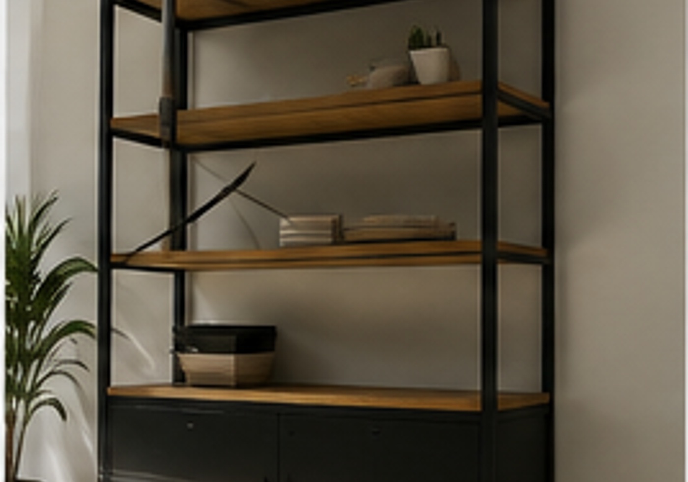 Estantería modular de estructura metálica negra